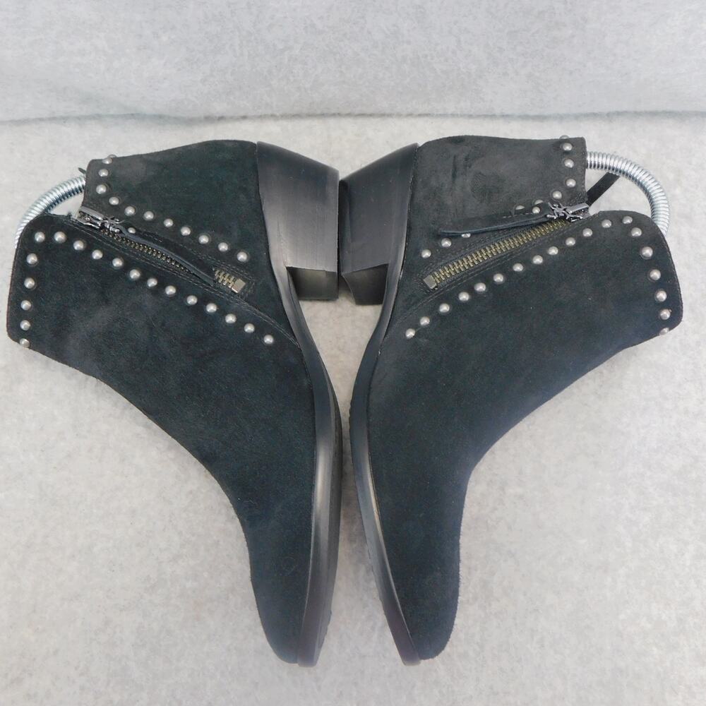 Sam Edelman Paola Black Stacked Heel Almond Toe Embellished Fashion Ankle Boots - Picture 8 of 13